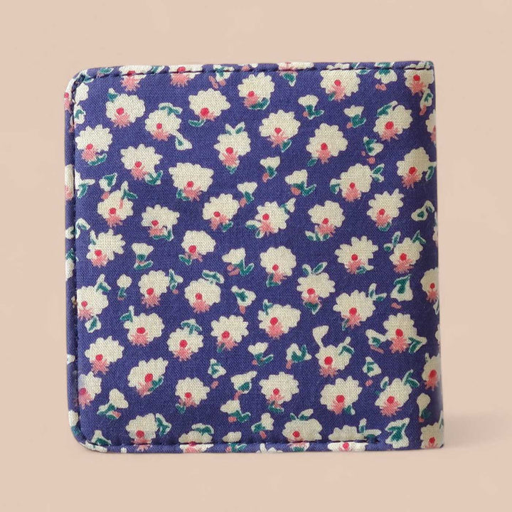Handmade Embroidered Hen Design Blue Cotton Wallet