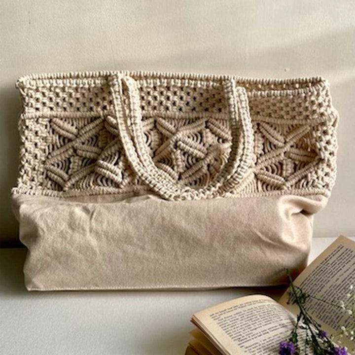 Handmade Macrame Beach Please Tote Bag