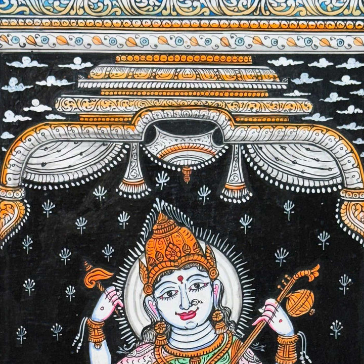 19 X 13 Inch | Handmade Canvas Saraswathi Painting