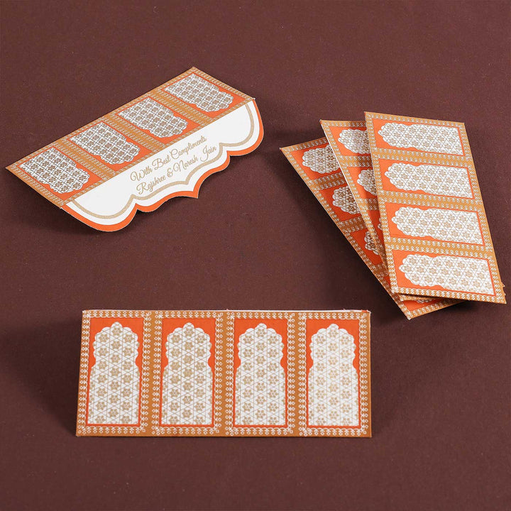 Personalized Handmade Jhorokha Orange Paper Envelopes | Set Of 10