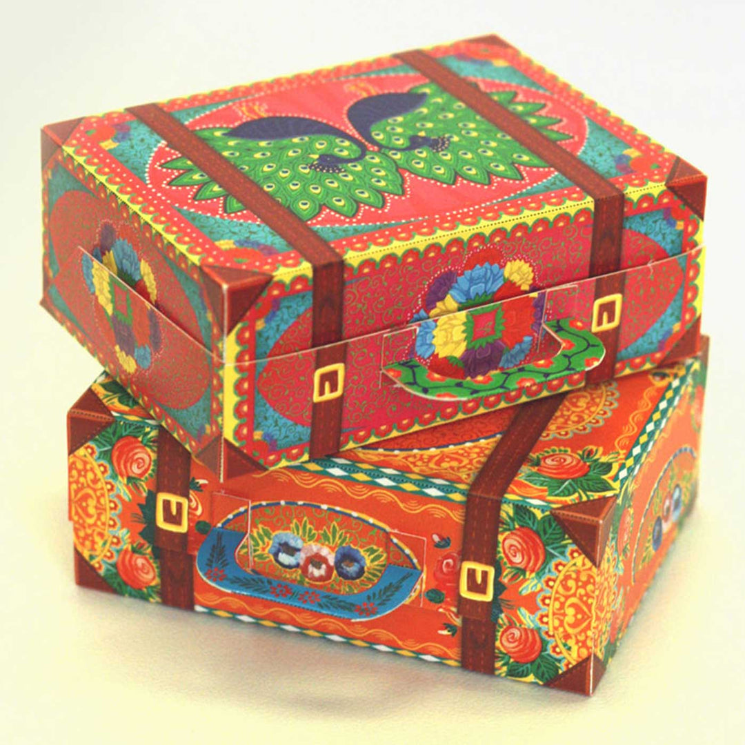 Handmade Printed Colorful Mini Suitcase Design Paper DIY Kit