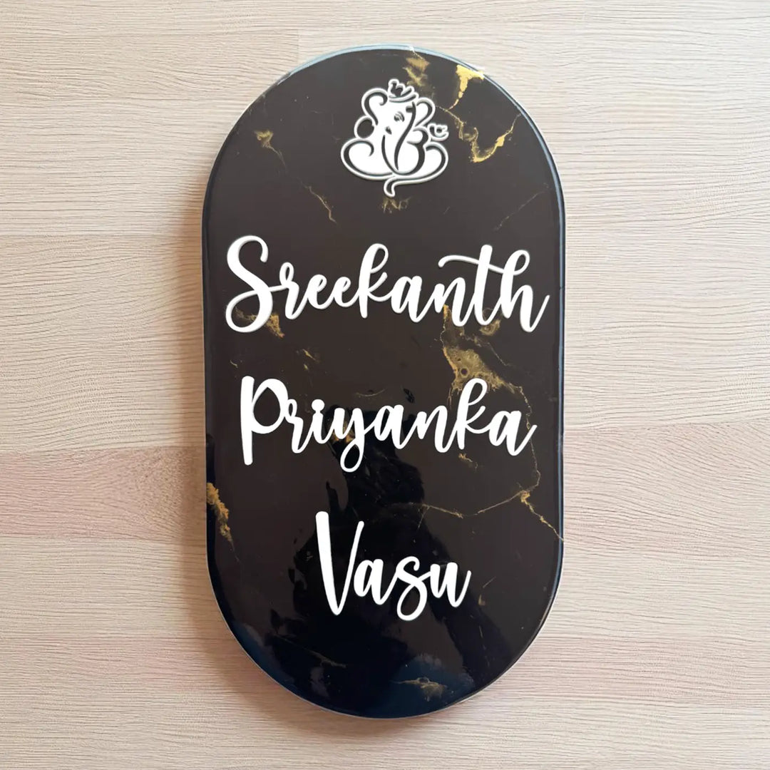 Personalized Black & Gold Resin Vertical Name Plate