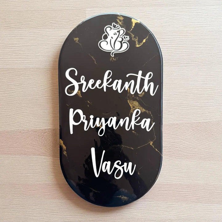 Personalized Black & Gold Resin Vertical Name Plate