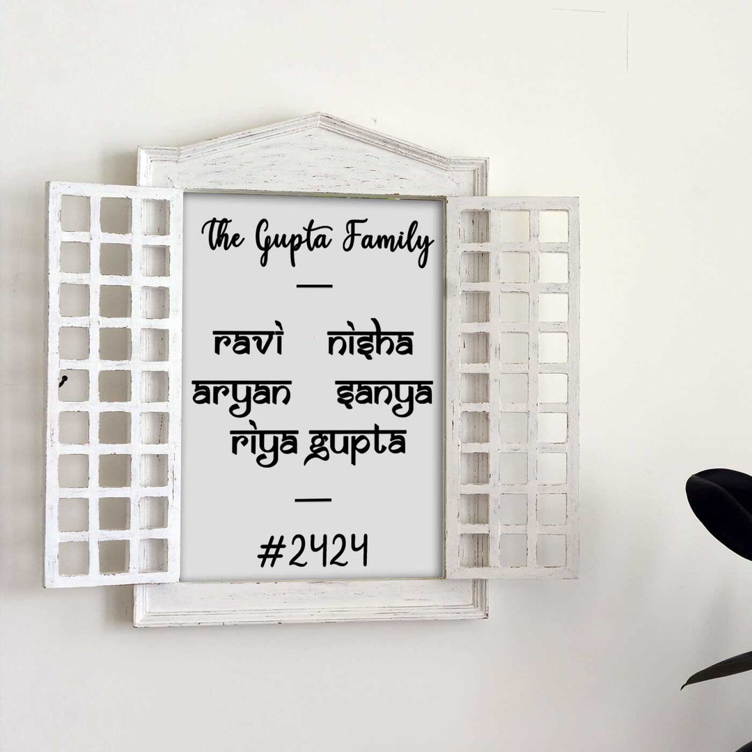 Classic French Window Personalized Distress Finish Pine Wood Nameplate