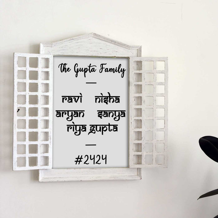 Classic French Window Personalized Distress Finish Pine Wood Nameplate