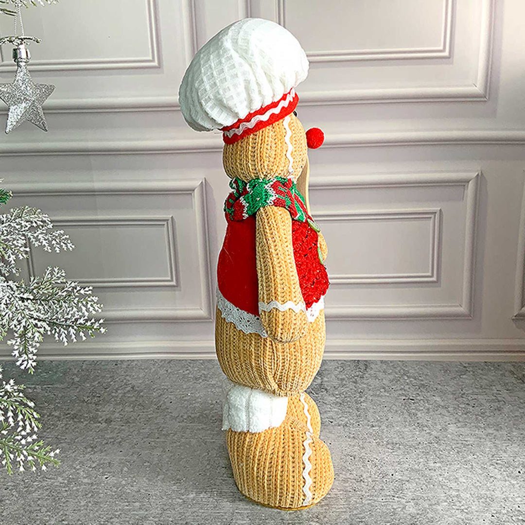 Spoon Gingerbread Self-Standing Man Woolen Decor For Christmas Table Decoration
