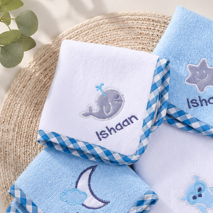 Personalised Lil Star Baby Boy Cotton Napkin Set | Pack of 4