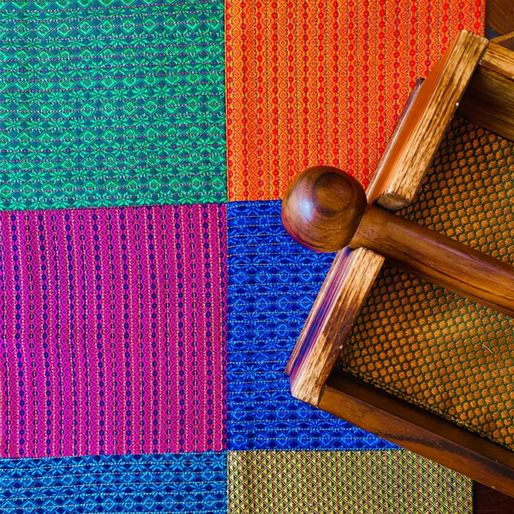 Handmade Colorful Geometry Design Khunn Fabric Cotton Table Runner | 12 x 60 Inch