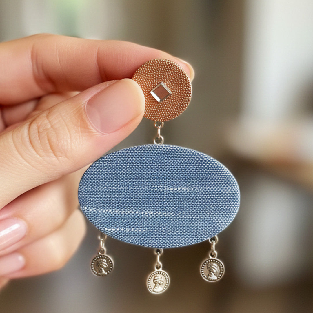 Handmade Denim Queen Statement Earrings