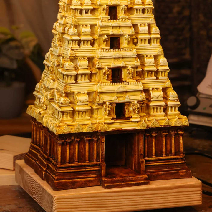 Handcrafted Gopuram South Indian Temple Gateway Miniature Table Lamp For Home Decor