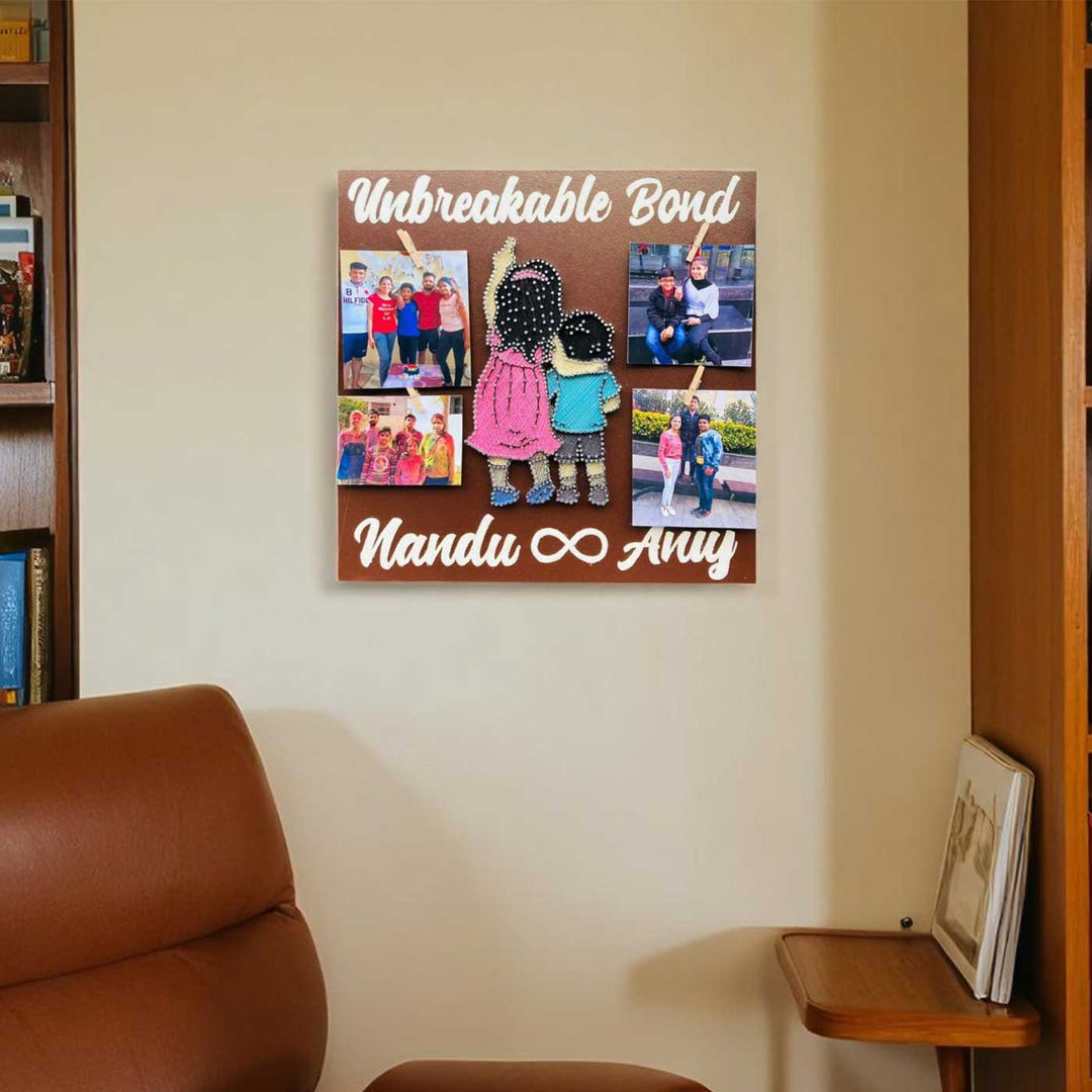 Photo Personalized Handmade String Art Unbreakable Bond Design MDF Wood Decorative Plaque
