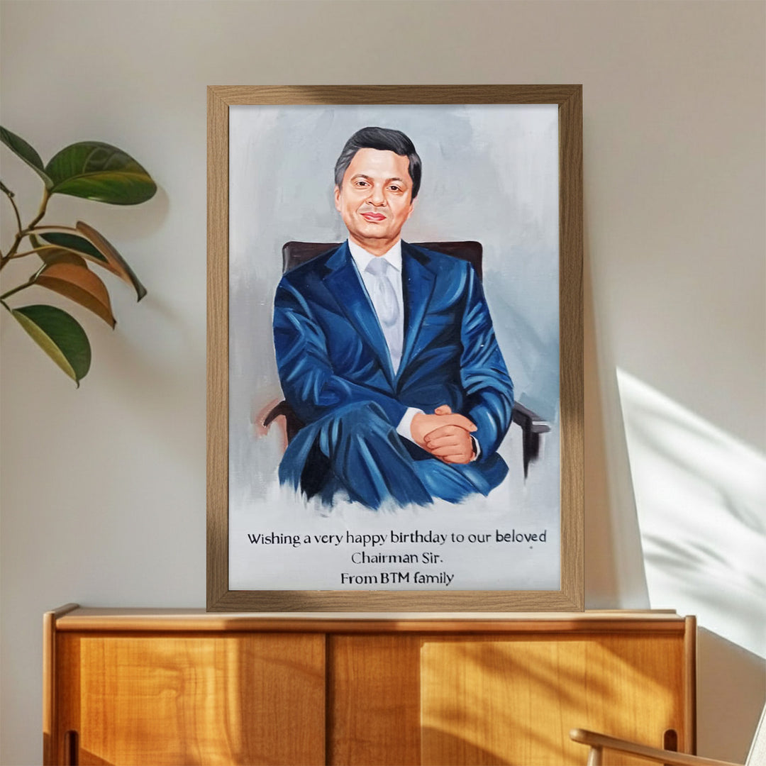 Photo Personalized Hand Painted Portrait With Premium Wooden Frame