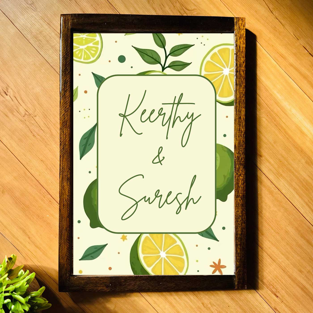 Citrus Wave Personalized Resin Wooden Frame Name Plate