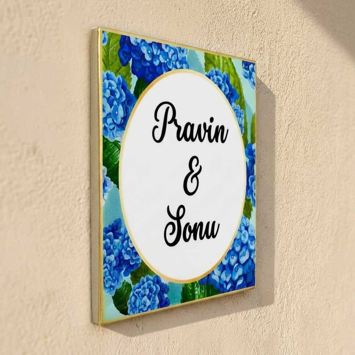 Personalized Blue Hydrangea Theme Resin Name Plate