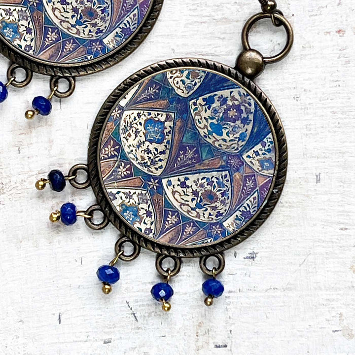 Safdarjung Tomb Inspired Blue Geometry Metal Earrings