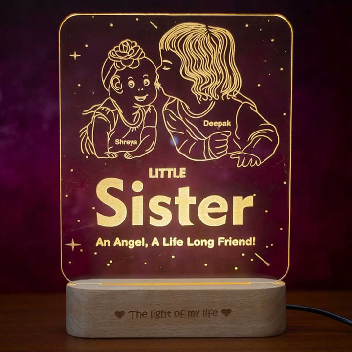 Personalized Engraved Angels Glow Acrylic Table Lamp