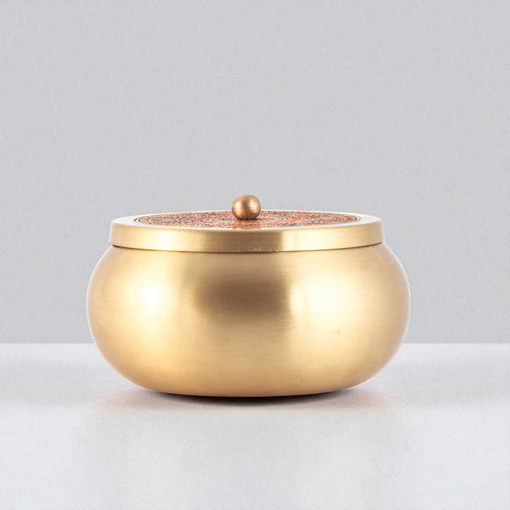 Hand-Painted Puri Kuliya Brass Storage Container