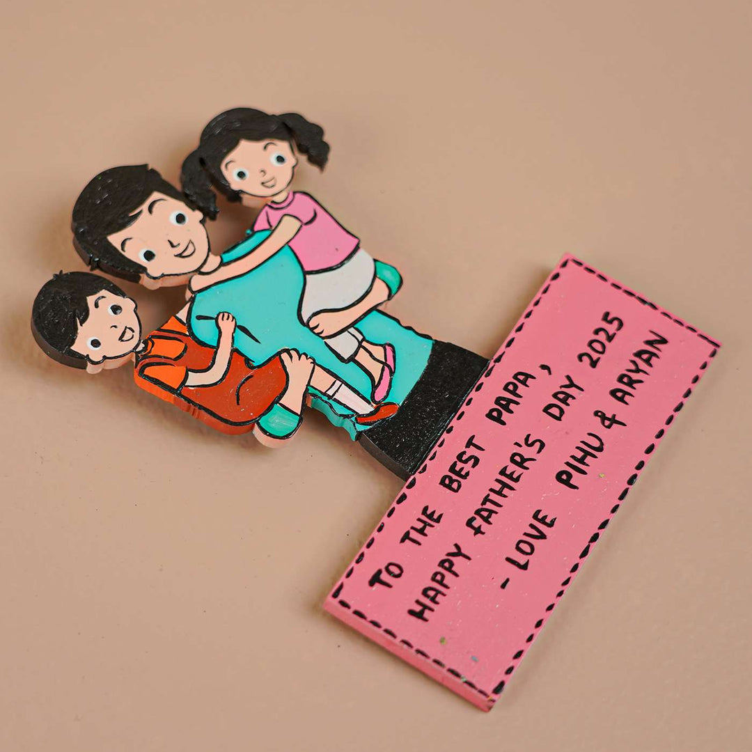 Personalized Caricature Cutout MDF Wood Fridge Magnet For Fathers