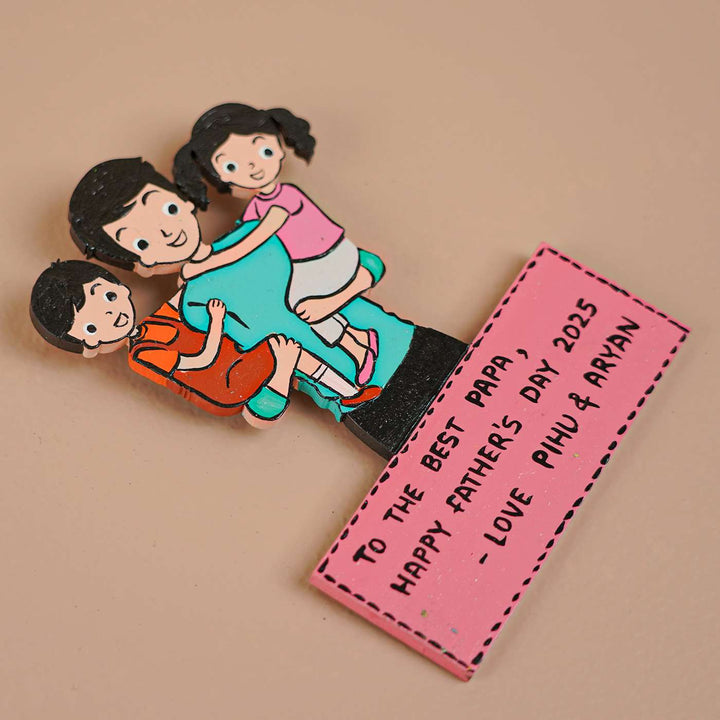 Personalized Caricature Cutout MDF Wood Fridge Magnet For Fathers