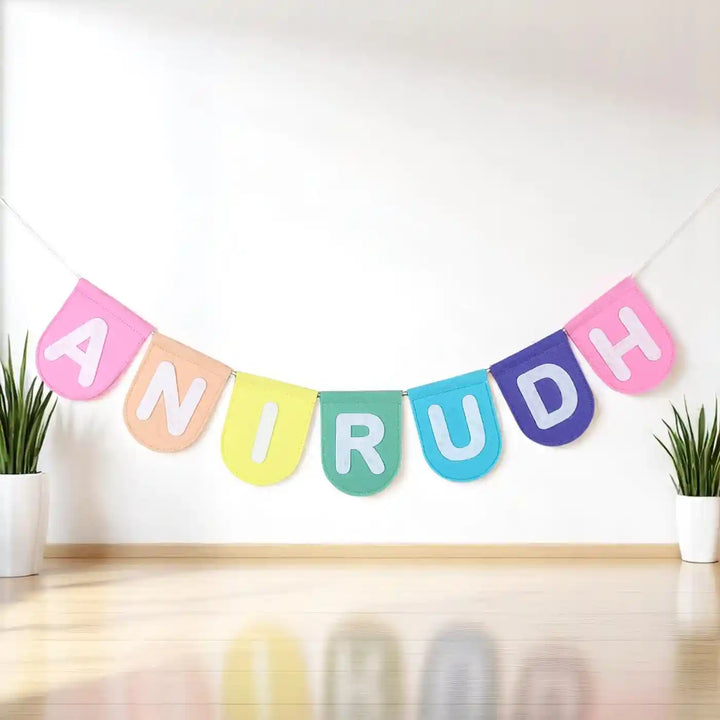 Personalized Handmade Pastel Rainbow Felt Bunting For Kids