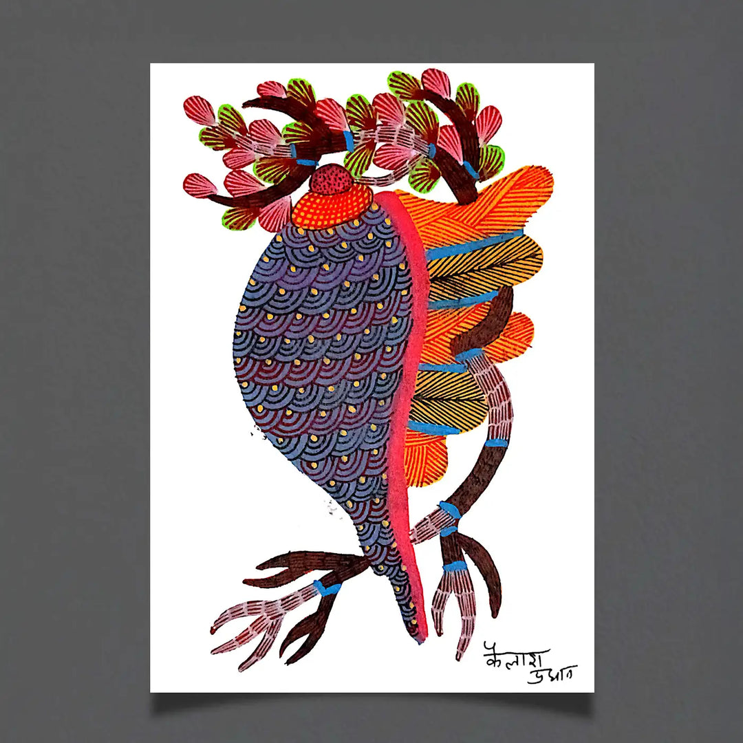 6 x 8 Inch | Forest’s Jewel | Original Hand painted Tribal Gond Art Painting | Acrylic Paints On Paper