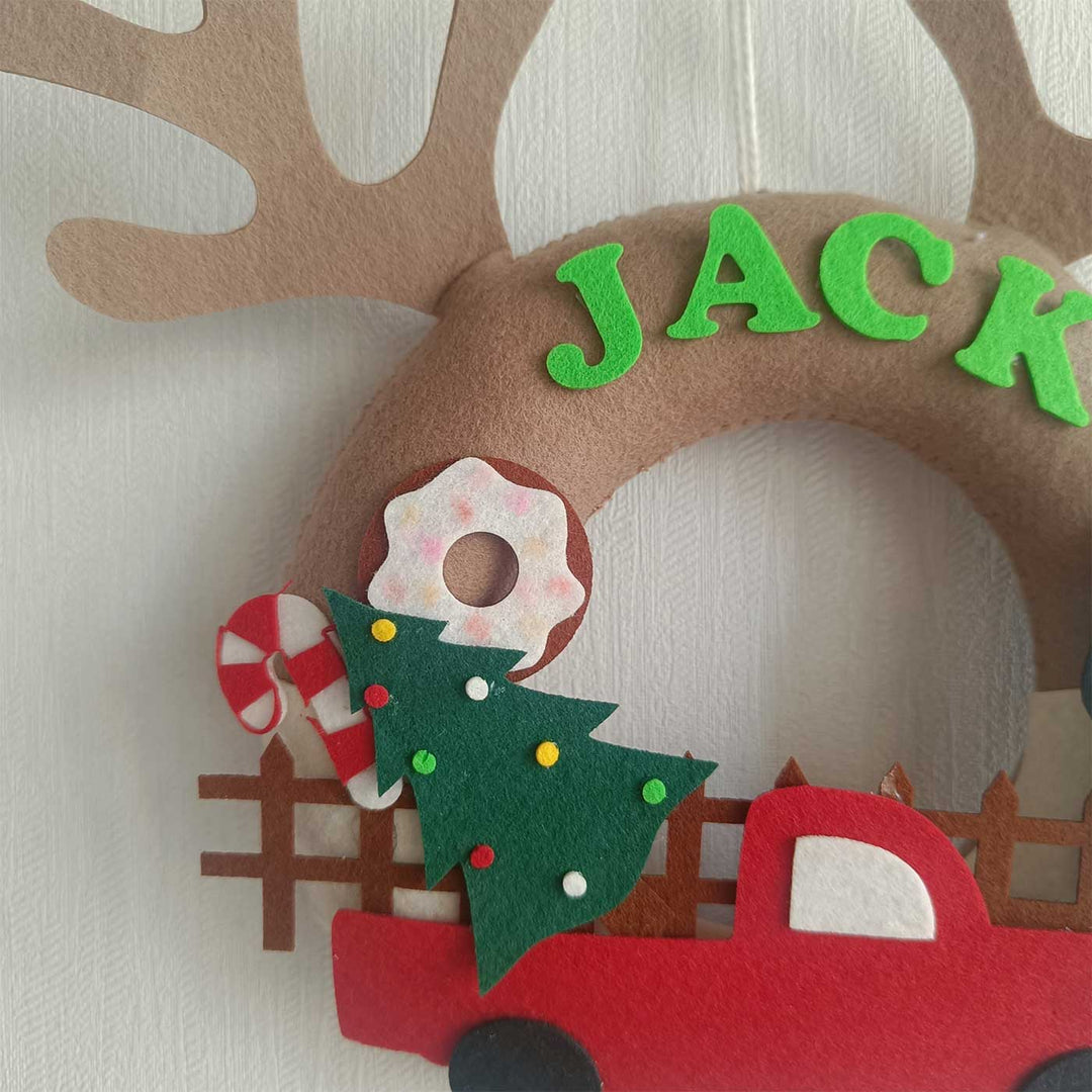 Personalized Handmade Magic Of Christmas Wreath Name Hanging