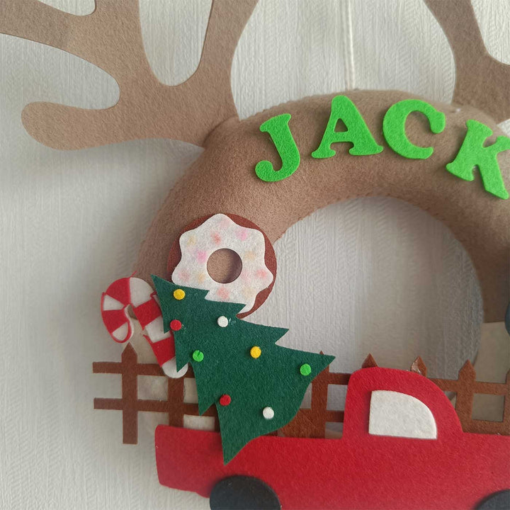 Personalized Handmade Magic Of Christmas Wreath Name Hanging