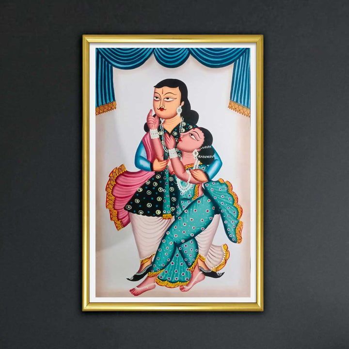 14 x 22 Inch | Sacred Milan | Original Hand Painted Kalighat Painting | Natural Colors On Paper