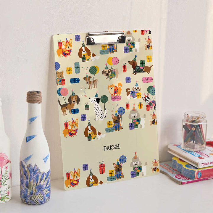 Personalized Paw Party Theme Acrylic Clipboard