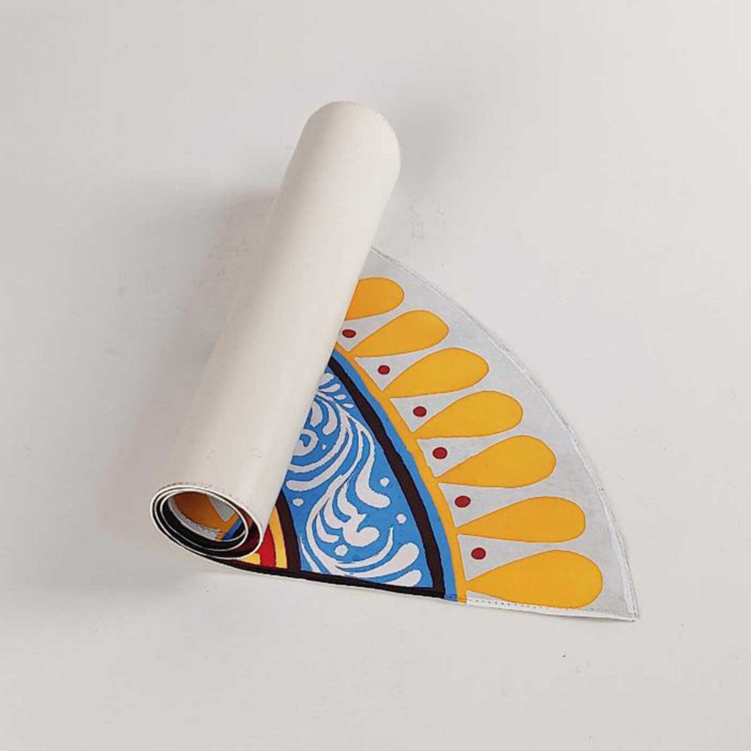 9.5 x 22.5 inch | Hand-Painted Saanjh Semicircle Canvas Reusable Rangoli Mat