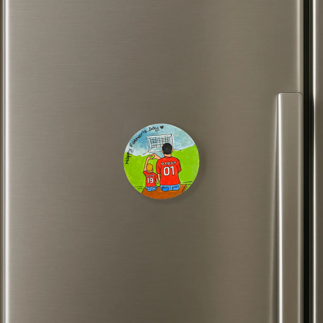 Photo Personalized Hand-Painted Football Dad Theme MDF Wood Fridge Magnet