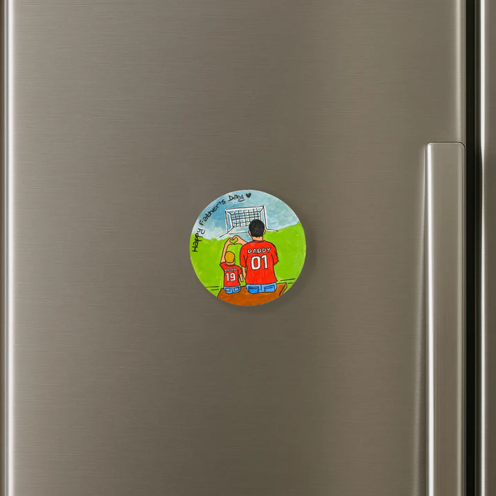 Photo Personalized Hand-Painted Football Dad Theme MDF Wood Fridge Magnet