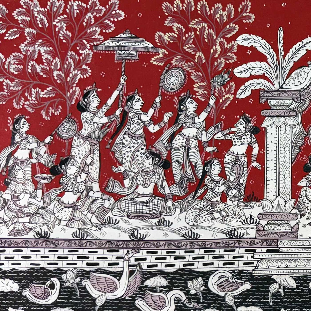 18 X 40 Inch | Handmade Canvas Yamunaras Painting