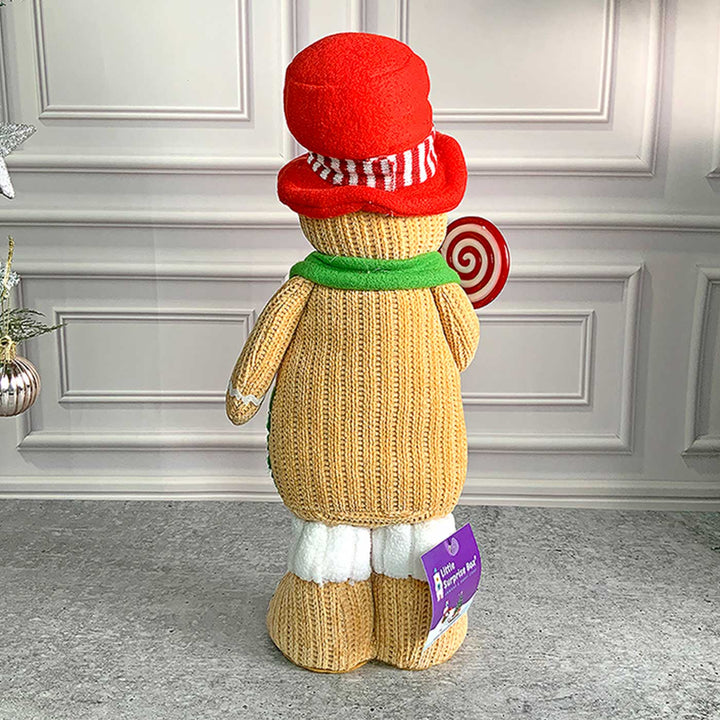Lollipop Gingerbread Self-Standing Man Woolen Decor For Christmas Table Decoration