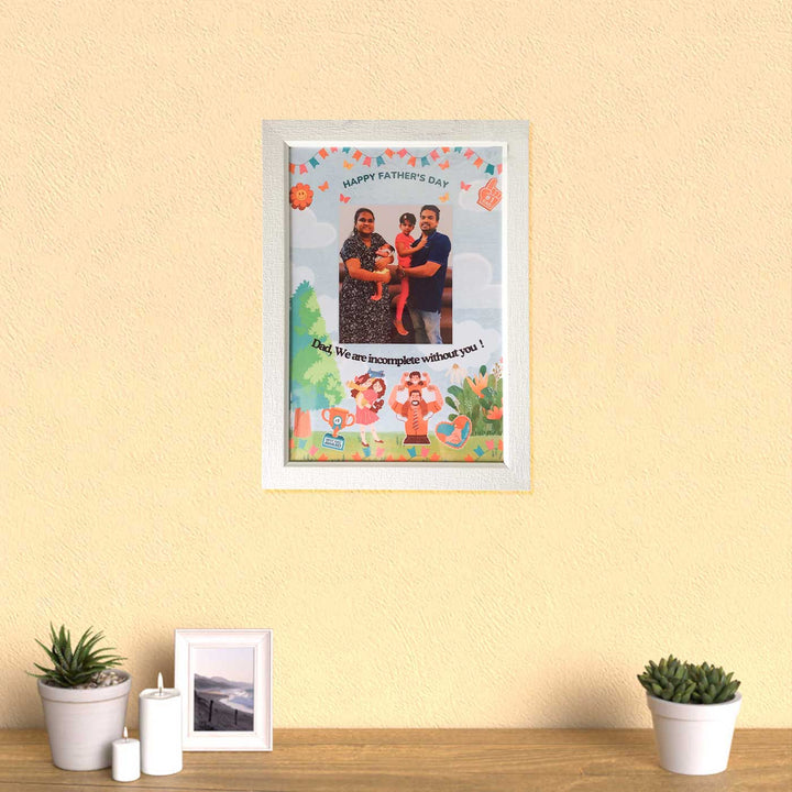 Photo Personalized "Happy Fathers Day" Thene Wooden Framed Decorative Plaque