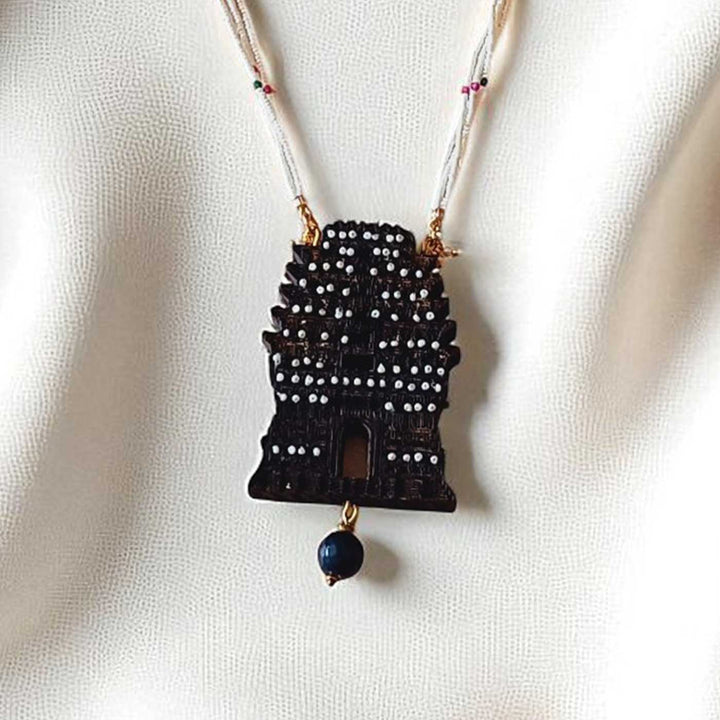 Handmade Gopuram Temple Wooden Necklace