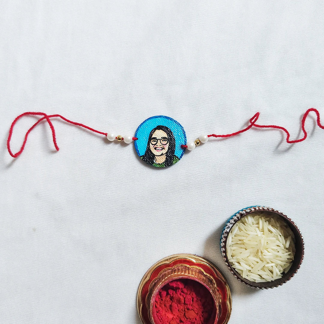 Photo Personalized Hand-Painted Round Caricature Rakhi