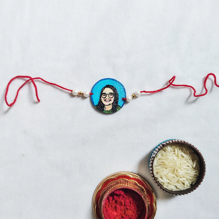 Photo Personalized Hand-Painted Round Caricature Rakhi
