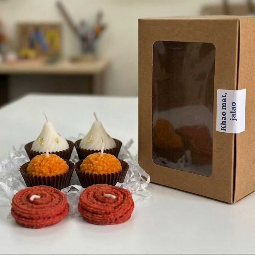 6 pc | Handmade Mithai Soy Wax Candle Gift Box