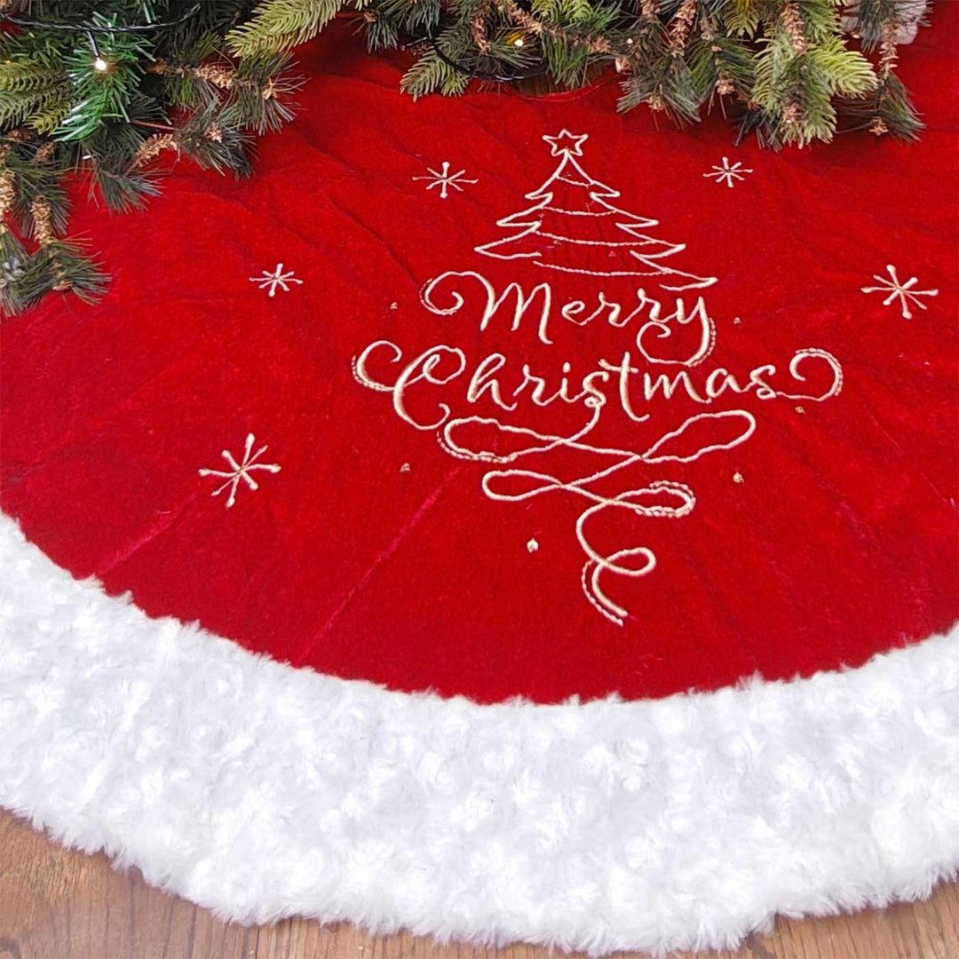 Personalized Handmade Classic Merry Velvet Tree Skirt | 48 Inches