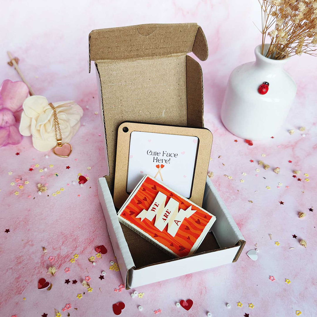 2 Pc | Photo Personalized Frame Magnet & Perfect Match Mini Love Box Magnet | Valentine’s Gifting