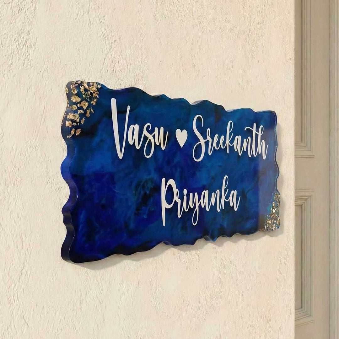 Personalized Navy Blue Resin Name Plate