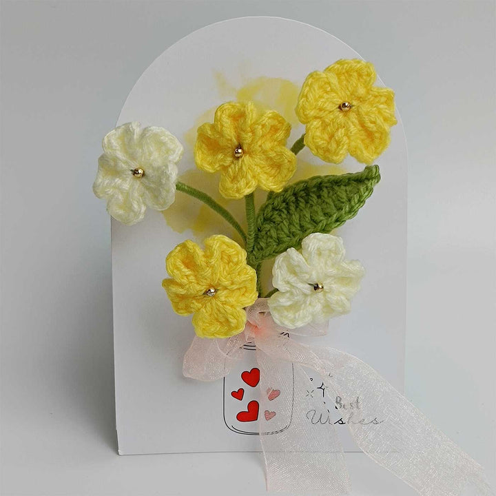 Handmade Crochet 3D Yellow Floral Greeting Card