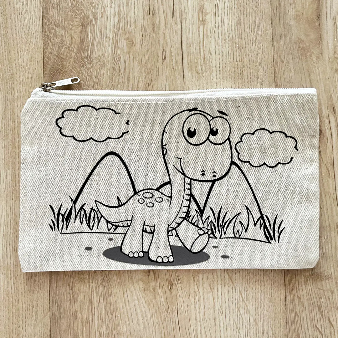 DIY Colour It Yourself Little Dinosaur Cotton Pouch For Kids