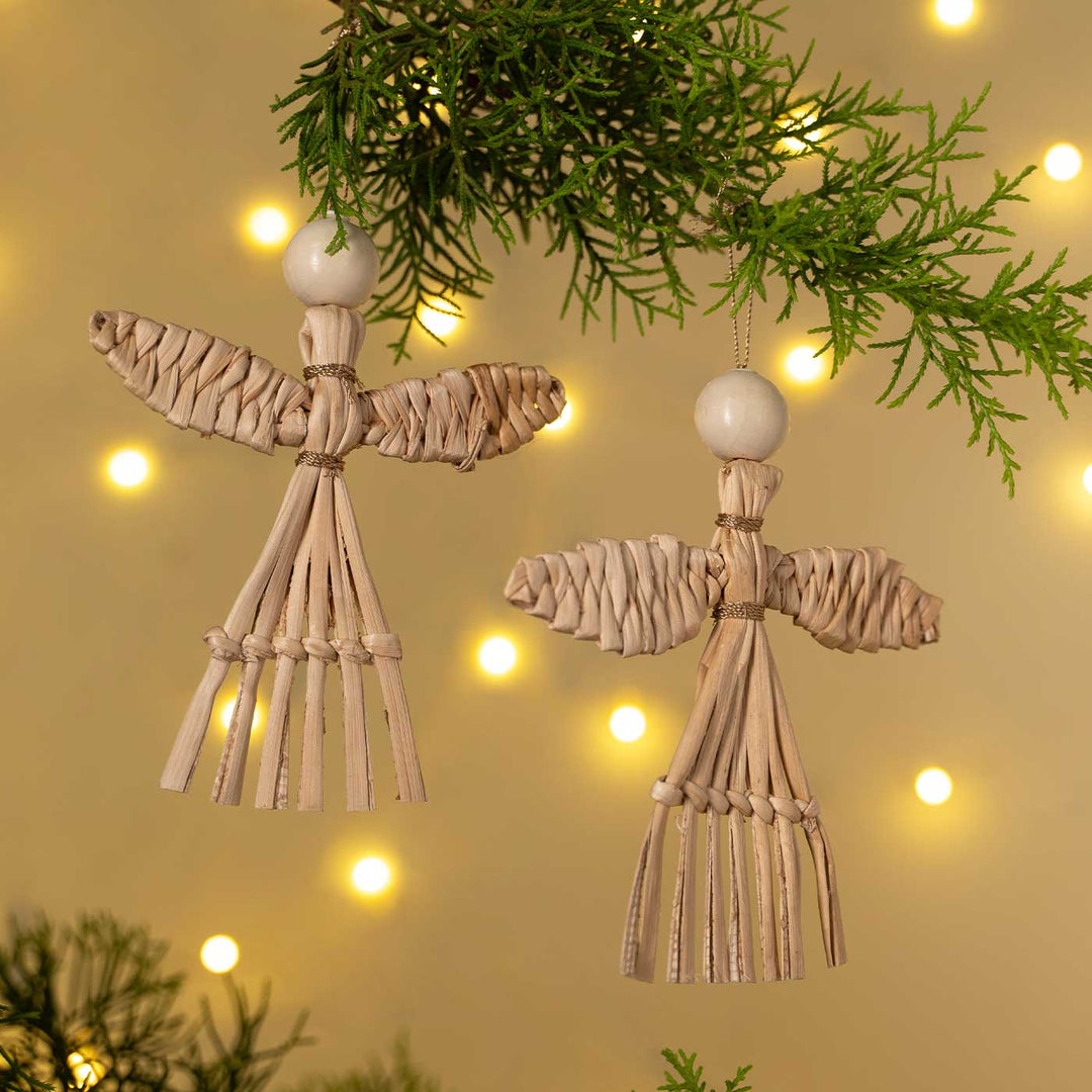 5 Pc | Handmade Banana Bark Angel Hanging Ornaments