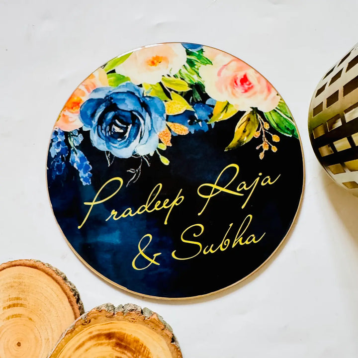 Personalized Round Floral Theme Resin Name Plate
