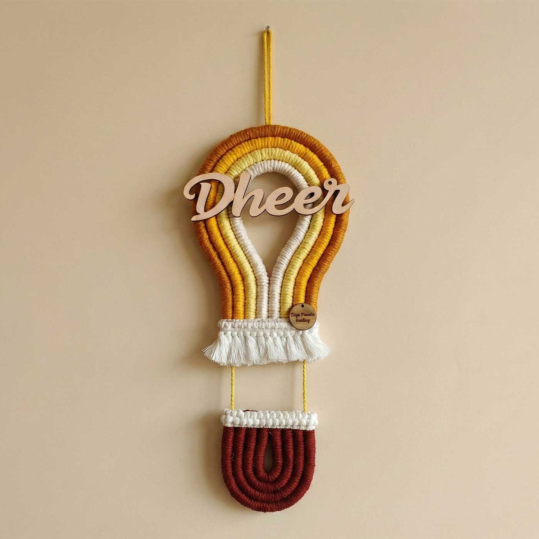 Personalized Macrame Hot Air Balloon Theme Kids Name Plate