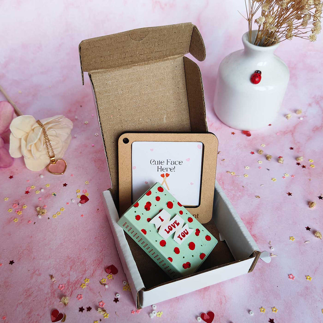 2 Pc | Photo Personalized Frame Magnet & Quirky Love Mini Love Box Magnet | Valentine’s Gifting