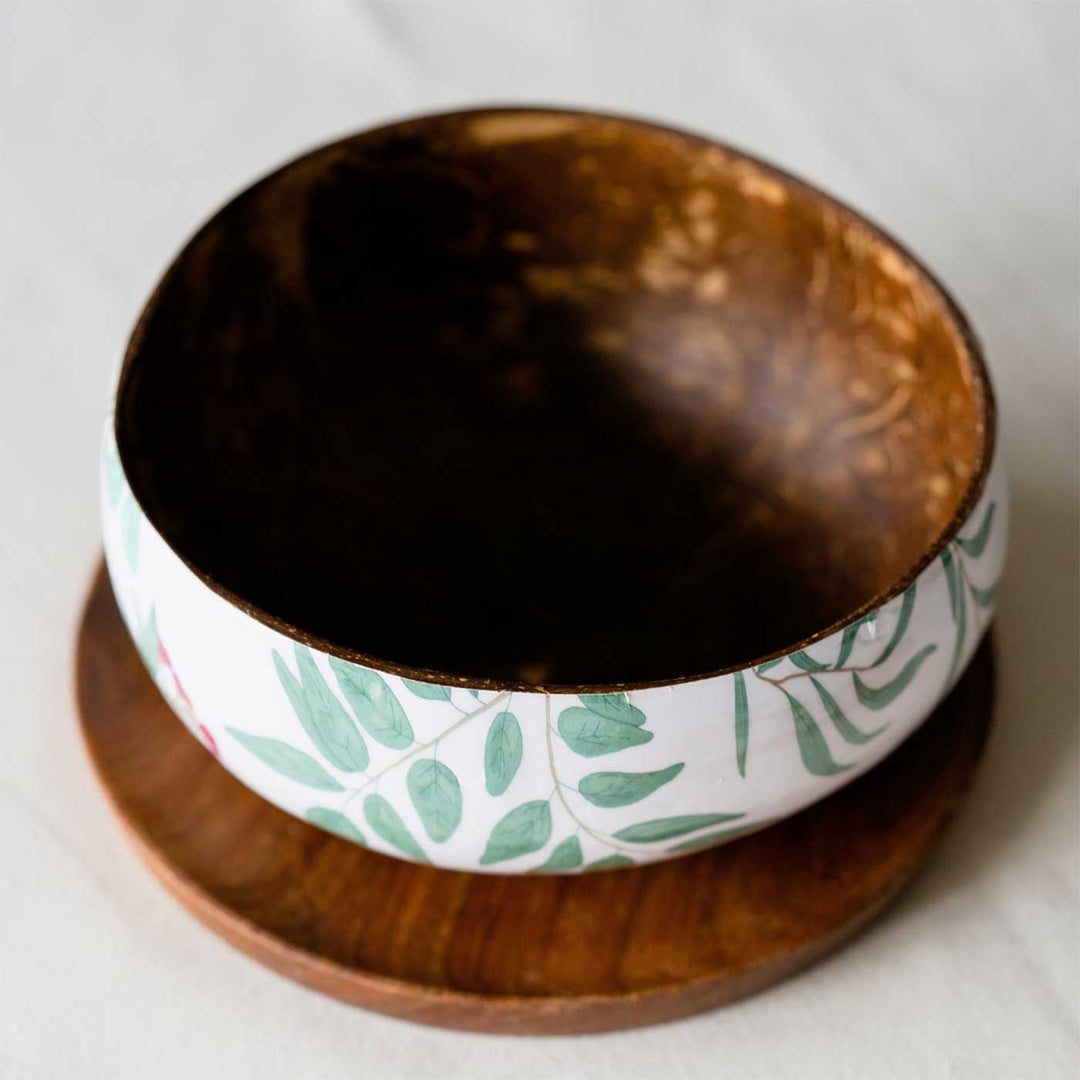 Eco-Friendly Handmade Enamel Serving Decorative Coconut Shell Bowl