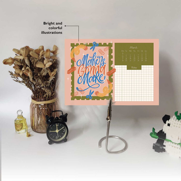 2025 Stylish Desk Calendar With Metal Stand